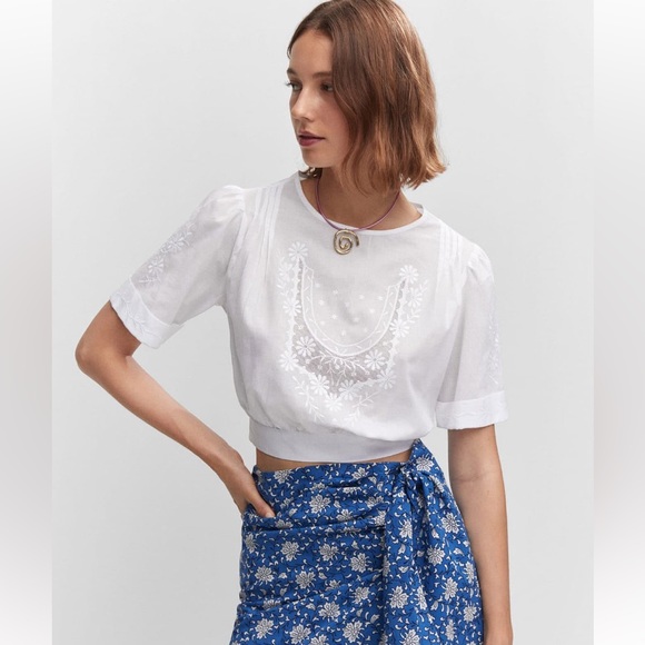 Mango Tops - Mango Cotton Embroidered Top